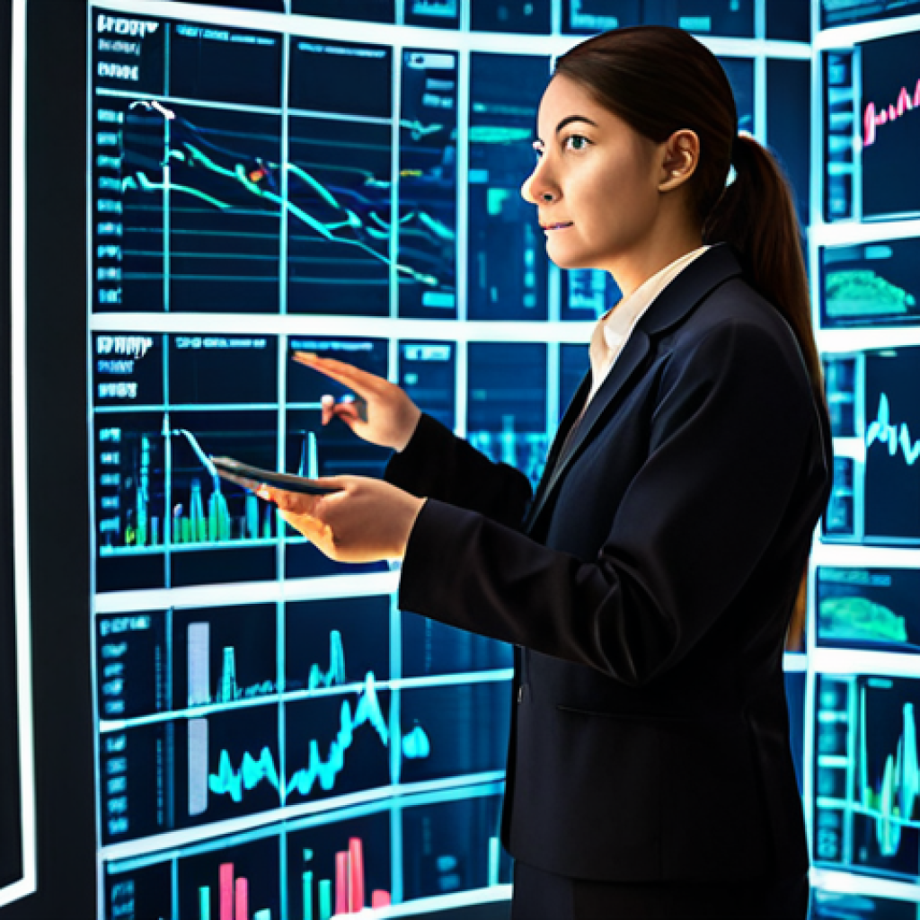 A professional data analyst, fully clothed in a modest business suit, stands in a sophisticated data visualization lab. Their focus is intently on an immense, holographic display showcasing intricate financial market data patterns, illuminated with abstract lines and dynamic graphs that represent complex algorithms. The scene powerfully conveys the concept of "unlocking market secrets" through intelligent data analysis, emphasizing the leap from qualitative to quantitative insights. The background features a modern, clean server room with subtle light glows, reinforcing a high-tech environment. Professional photography, high quality, realistic lighting, safe for work, appropriate content, fully clothed, professional dress, perfect anatomy, correct proportions, natural pose, well-formed hands, proper finger count, natural body proportions.
