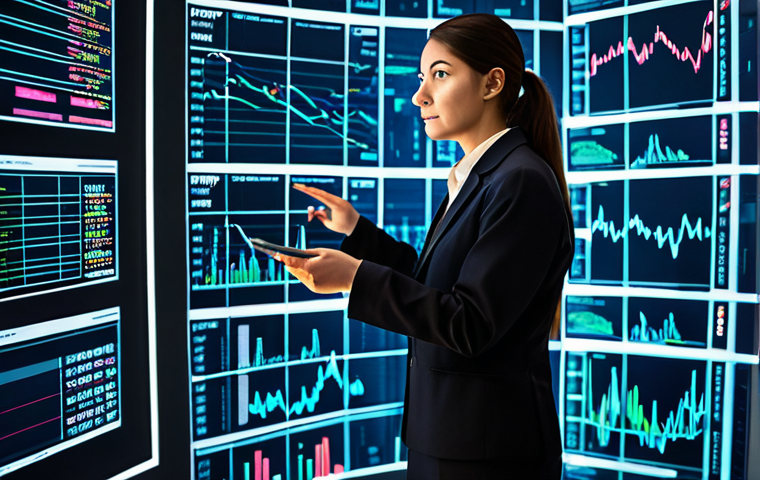 A professional data analyst, fully clothed in a modest business suit, stands in a sophisticated data visualization lab. Their focus is intently on an immense, holographic display showcasing intricate financial market data patterns, illuminated with abstract lines and dynamic graphs that represent complex algorithms. The scene powerfully conveys the concept of "unlocking market secrets" through intelligent data analysis, emphasizing the leap from qualitative to quantitative insights. The background features a modern, clean server room with subtle light glows, reinforcing a high-tech environment. Professional photography, high quality, realistic lighting, safe for work, appropriate content, fully clothed, professional dress, perfect anatomy, correct proportions, natural pose, well-formed hands, proper finger count, natural body proportions.
