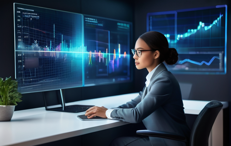 스마트 투자 시스템 - **Prompt:** A diverse, casually but stylishly dressed young professional, male or female, sits comfo...