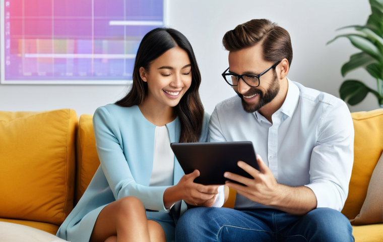 스마트 투자 시스템 - **Prompt:** A diverse, casually but stylishly dressed young professional, male or female, sits comfo...