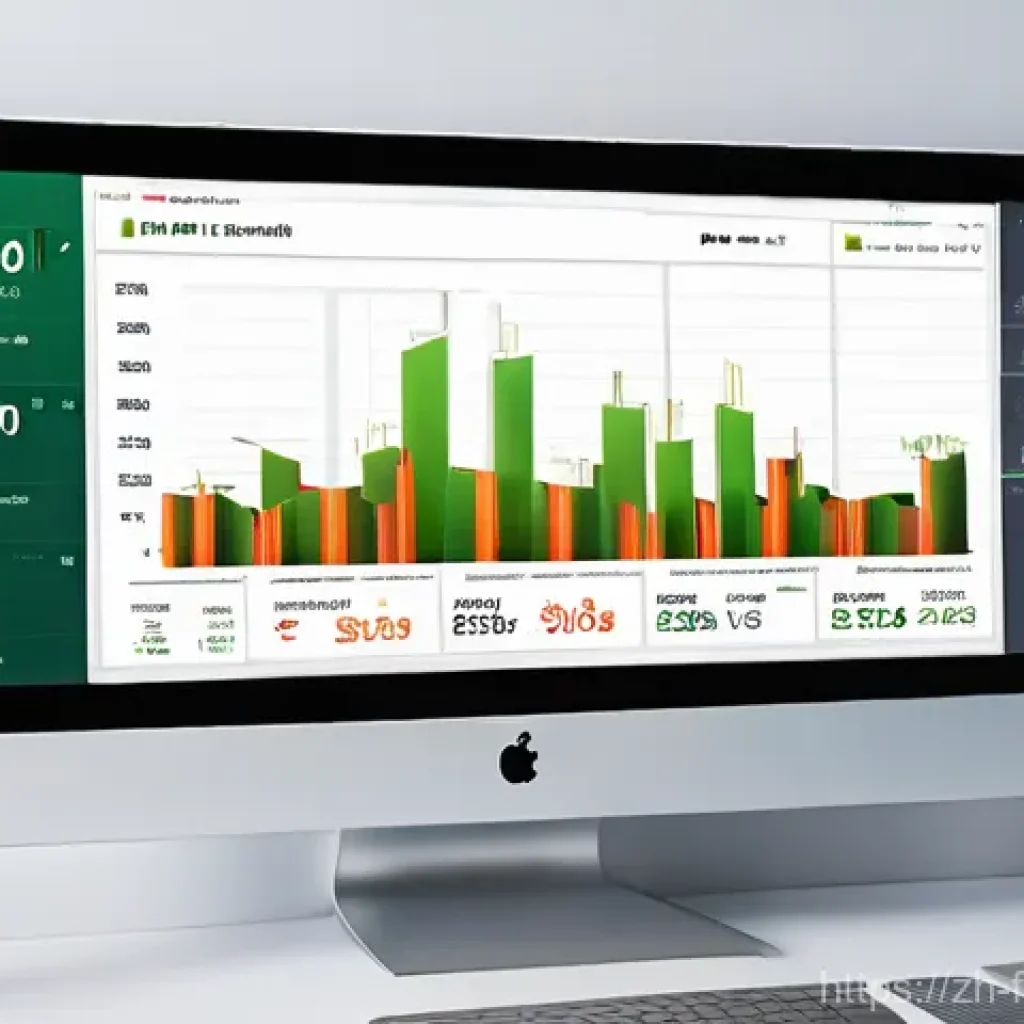 투자 관련 데이터 시각화 기술 - **Prompt:** A detailed, modern financial dashboard displayed on a large, sleek monitor in a clean, p...