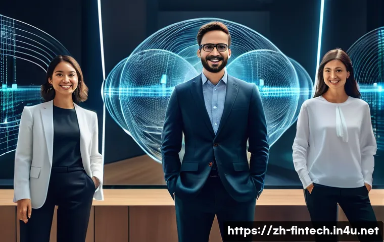 블록체인 기술을 활용한 자산 관리 - **Prompt 1: The Transparent Financial Future**
    A diverse group of modern individuals, including ...